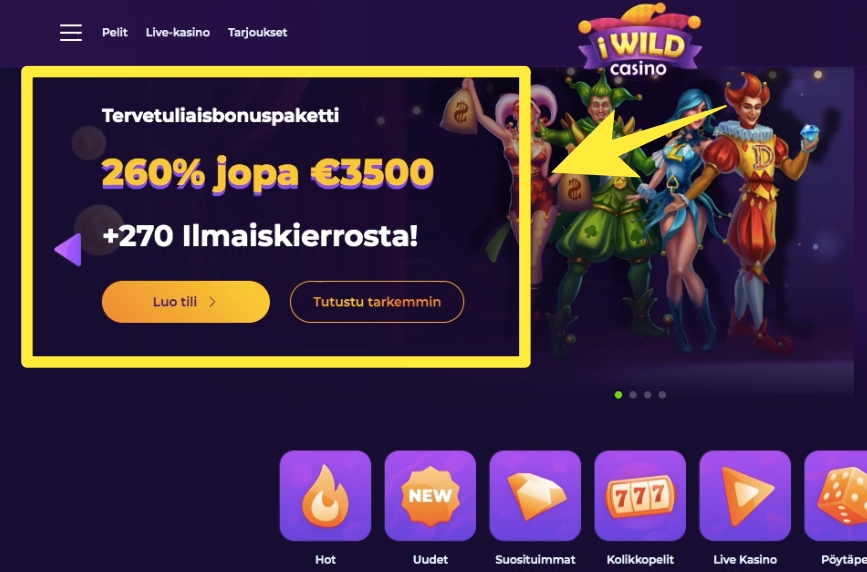 Valitse listalta sopiva casino bonus sinulle.