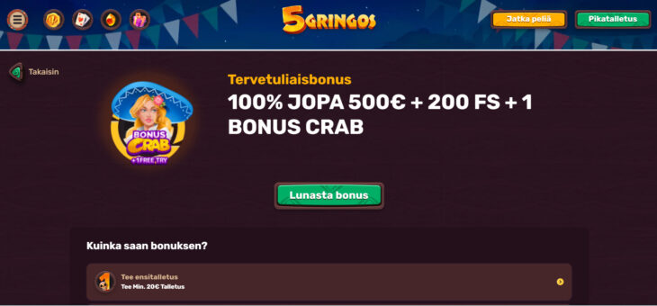 5gringos ensitalletusbonus