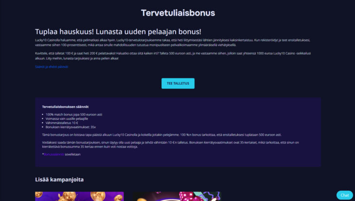 lucky10 casino ensitalletusbonus