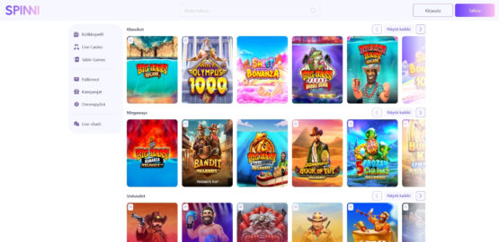spinni casino pelivalikoima