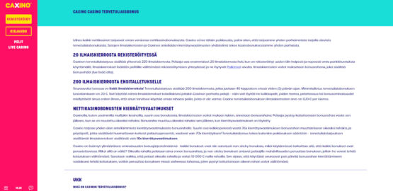 Caxino casinon talletusbonus