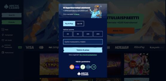 Arctic Casino talletus ja bonus
